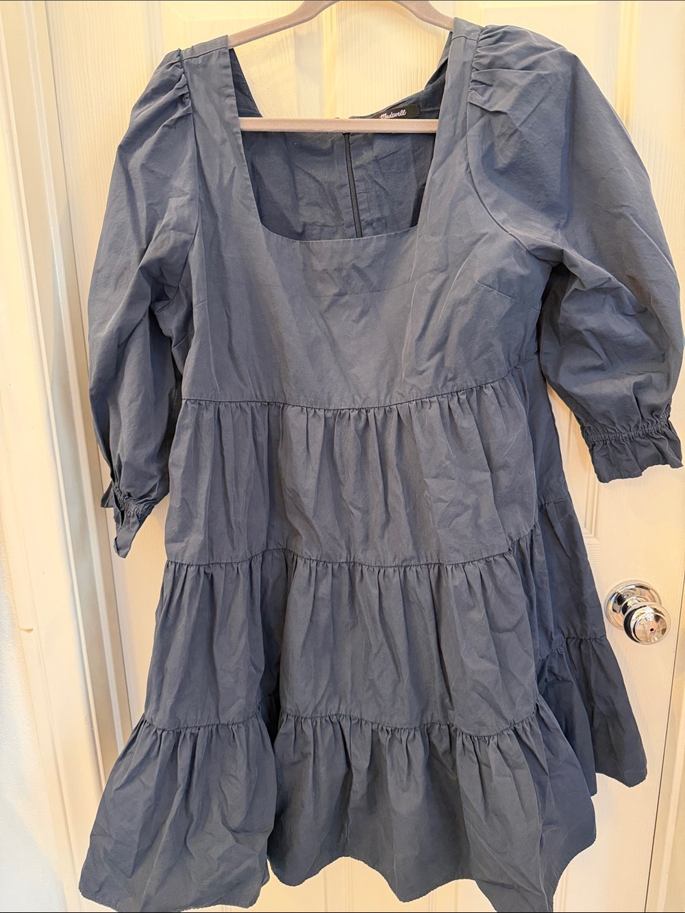 Madewell Navy Zip-Back Dress